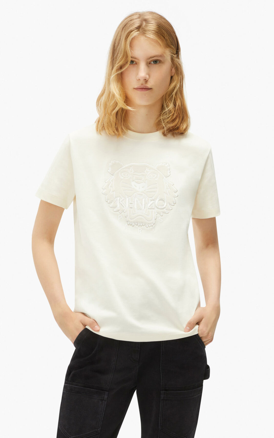 Kenzo The 冬 Capsule loose フィット 虎 Tシャツ レディース 白 - HNTOAV906